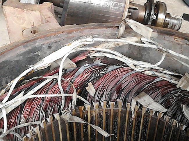 圖為因故障被燒壞的西瑪電機(jī)線(xiàn)圈照片 圖為因故障被燒壞的西瑪電機(jī)線(xiàn)圈照片